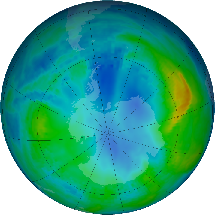 Antarctic ozone map for 16 May 2002